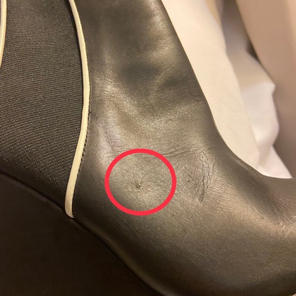 Sexy LAMB Black Leather High Wedge Booties Sz 9.5 - Picture 7 of 12